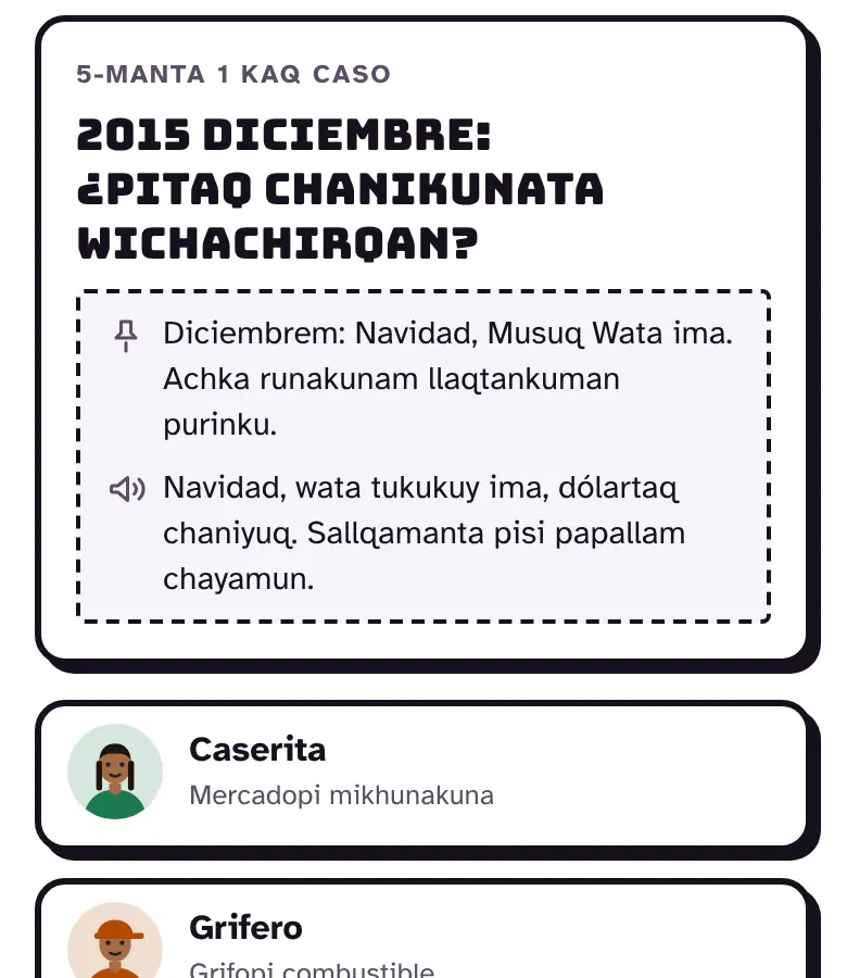 ¿Pitaq waqllichirqan?: huk cheqaq caso, killapa willakuyninkunawan kimsa tumpasqakunawan.