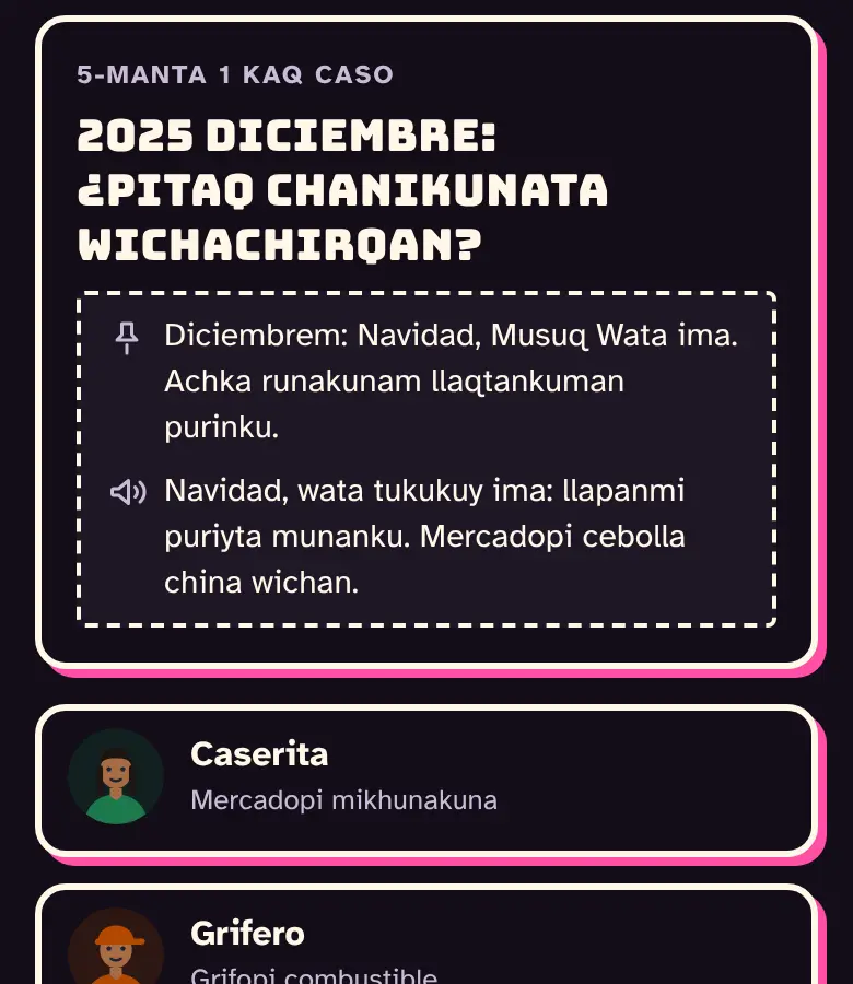 ¿Pitaq waqllichirqan?: huk cheqaq caso, killapa willakuyninkunawan kimsa tumpasqakunawan.